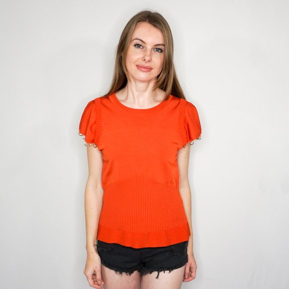 Parker Tops - PARKER Orange Knit Top With Metal Rings